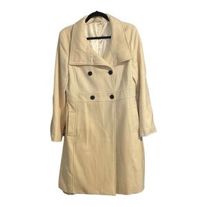 Old Navy Peacoat Womens Wool Blend Long Coat White Cream Large Dress Coat Long